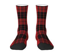 Oudrspo Clan Macleod of Raasay Calzini da uomo e da donna scozzesi scozzesi rossi e neri, scozzesi scozzesi novità moda casual calzino tubolare calzini sportivi sportivi