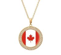 Oudrspo Collana con ciondolo a forma di frammenti della bandiera canadese per donna, con diamanti e cerchio