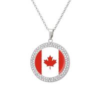 Oudrspo Collana con ciondolo a forma di frammenti della bandiera canadese per donna, con diamanti e cerchio