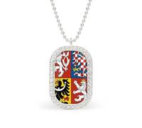 Oudrspo Collana personalizzata con bandiera e stemma della Repubblica Ceca per donne, collane con ciondolo rettangolare, gioielli di moda, regali in oro e argento
