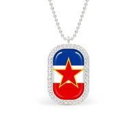 Oudrspo Collana personalizzata con bandiera nazionale della Jugoslavia per donne, collane con ciondolo rettangolare, gioielli di moda, regali in oro e argento