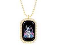 Oudrspo Collana personalizzata con ciondolo rettangolare per cuccioli di Chihuahua in Messico, per donne, gioielli di moda, regali in oro e argento