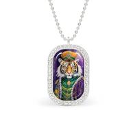 Oudrspo Collana personalizzata con ciondolo rettangolare TIGER THE KING OF MARDI AND GRAS per donna, gioielli di moda, regali in oro e argento