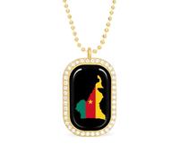 Oudrspo Collana personalizzata con mappa della bandiera del Camerun per donna, collane con ciondolo rettangolare, gioielli di moda, regali in oro e argento.