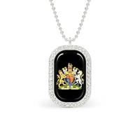 Oudrspo Collana personalizzata con stemma reale britannico della regina d'Inghilterra per donne, collane con ciondolo rettangolare, gioielli di moda, regali in oro e argento