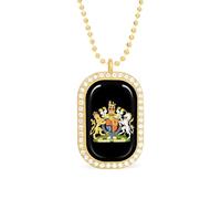 Oudrspo Collana personalizzata con stemma reale britannico della regina d'Inghilterra per donne, collane con ciondolo rettangolare, gioielli di moda, regali in oro e argento