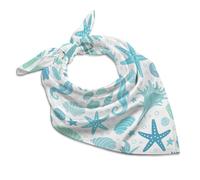 Oudrspo Conchiglia verde e blu e cavalluccio marino (1) Sciarpa quadrata di pino capovolto Sciarpe grandi per capelli e collo Foulard per la testa per donne