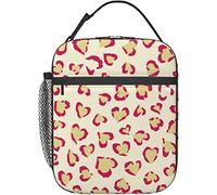 Oudrspo Contenitore per il pranzo con cuore di leopardo rosa Borsa per il pranzo isolata riutilizzabile Contenitore per il pranzo da uomo da donna adatto per la scuola dell'ufficio da campeggio
