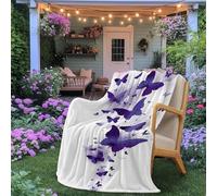 Oudrspo Coperta a forma di farfalla, 50"X40", piccola, morbida, in flanella, peluche, viola, per divano, letto, decorazione per la stanza delle farfalle, regalo viola per le donne