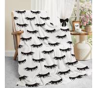 Oudrspo Coperta nera per divano, decorazione per la stanza delle ciglia, regalo per la mamma, coperte in pile di flanella per il ritorno a scuola, per clienti, donne, ragazze, 50''x60''