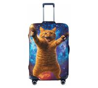 Oudrspo Copertura protettiva per valigia da viaggio con simpatico gatto sparatutto e cielo stellato, piccola.