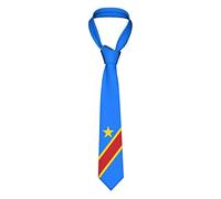 Oudrspo Cravatta da uomo con stemma della bandiera della Repubblica Democratica del Congo, cravatta moderna, novità, cravatta casual, per matrimoni scolastici