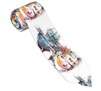 Oudrspo Cravatta da uomo romantica con pittura a violino Cravatta da uomo sottile 8 cm/3,2 pollici per la festa di laurea aziendale di nozze