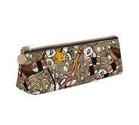 Oudrspo Cuisine Sushi Roll Ramen Pencil Pouch Triangle Pen Case Portable Pencil Bag Organizer in pelle con cerniera Cosmetic Pouch Bag
