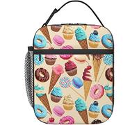 Oudrspo Cupcakes Donut Ice Cream Lunch Box Riutilizzabile Borsa termica per il pranzo da donna Portapranzo da uomo Adatto per campeggio Ufficio Scuola