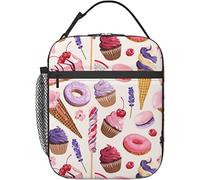Oudrspo Cupcakes Donut Ice Cream Lunch Box Riutilizzabile Borsa termica per il pranzo da donna Portapranzo da uomo Adatto per campeggio Ufficio Scuola