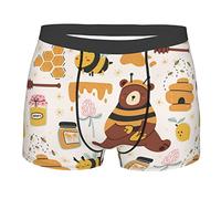 Oudrspo Cute Bee Honey Jar Hive Bear Intimo da Uomo Boxer Slip Morbida e Confortevole Intimo in Viscosa di bambù