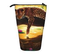 Oudrspo Divertente astuccio per matite leopardo stand up astuccio per matite carino astuccio portamatite telescopico borsa per trucco per ufficio
