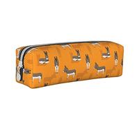 Oudrspo Divertente cartone animato asino modello astuccio portapenne rotondo astuccio portamatite portatile organizer in pelle con cerniera borsa cosmetica