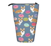 Oudrspo Donuts Corgi Pet Dog Dogs Astuccio per cani carino, astuccio per matite, astuccio telescopico con supporto per matite, astuccio per penne