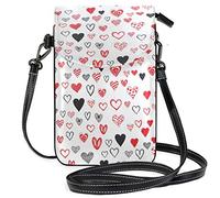 Oudrspo Doodle Love Heart Valentines Day Borsa a tracolla per telefono Borsa a tracolla piccola Borsa per cellulare Portafoglio in pelle per donne Ragazze