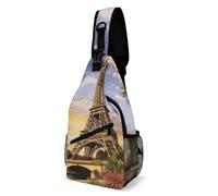 Oudrspo Eiffel Tower Paris Nice Butterfly Sling Bag Crossbody Chest Bag with Pockets, Shoulder Backpack for Hiking, Travel