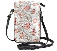 Oudrspo Elegante borsa a tracolla per telefono con fiore e vite, piccola mini borsa a tracolla per cellulare, portafoglio in pelle per donne e ragazze