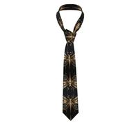 Oudrspo Elegante cravatta da uomo con delicata libellula dorata su sfondo nero, versatile e decorativa, adatta sia per gli spostamenti quotidiani che per i viaggi di lavoro.
