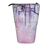 Oudrspo Fiori di glicine con colori da sogno Astuccio per matite stampato Astuccio per matite telescopico Astuccio per cancelleria carino Organizer per ufficio con chiusura a cerniera