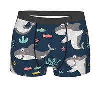 Oudrspo Friendly Smiling Sharks Intimo da Uomo Boxer Slip Intimo in Viscosa di bambù Morbido e Confortevole