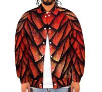 Oudrspo Giacca da uomo con stampa di squame di drago, bomber da baseball, oversize, a maniche lunghe, leggera, con bottoni