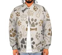 Oudrspo Giacca da uomo con tracce di osso di cane, bomber da baseball, oversize, a maniche lunghe, leggera, con bottoni, stile college sportivo