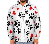 Oudrspo Giacca da uomo con tracce di osso di cane, bomber da baseball, oversize, a maniche lunghe, leggera, con bottoni, stile college sportivo
