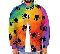 Oudrspo Giacca da uomo con tracce di osso di cane, bomber da baseball, oversize, a maniche lunghe, leggera, con bottoni, stile college sportivo
