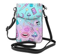 Oudrspo Girly Pastel Witch Goth Borsa a tracolla in pelle da donna Borsa per cellulare Portafoglio con fessure per carte multiple