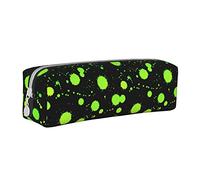Oudrspo Glow In Dark Splatter Neon Rainbow Pattern Astuccio per matita Astuccio per penna rotondo Astuccio per matite portatile Organizer in pelle con cerniera Borsa cosmetica