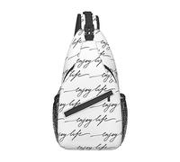 Oudrspo Goditi la vita con testo nero scritto a mano Borsa a tracolla da viaggio Zaino a tracolla per uomo Donna, Spalle regolabili sinistra e destra Zaino da trekking casual