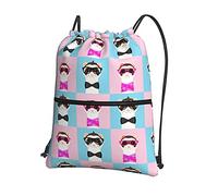 Oudrspo Graphic Ferret Ritratto di ragazza e ragazzo con coulisse per occhiali con cerniera Sackpack Gym Sports, zaino impermeabile String Bag Cinch