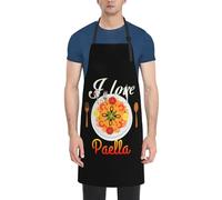 Oudrspo Grembiuli I Love Paella con tasche Uomo Donna Grembiule con pettorina regolabile impermeabile Grembiuli da cucina per giardinaggio