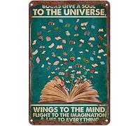 Oudrspo I libri d'epoca danno un'anima all'universo, le ali alla mente, poster in metallo e alluminio, decorazione da parete, 8x12 pollici