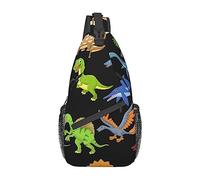 Oudrspo Immagini di dinosauri dei cartoni animati Borsa a tracolla da viaggio Zaino a tracolla per uomini e donne, spalle regolabili sinistra e destra Zaino da trekking casual