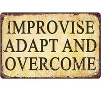 Oudrspo Improvvisare, adattarsi e superare, cartello in metallo vintage motivazionale, cartello in latta divertente, cartello in latta motivazionale 8x12 pollici