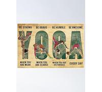 Oudrspo Insegna in latta per yoga - Sii coraggioso, resta forte, resta con i piedi per terra - Decorazione ispiratrice 12x16 pollici