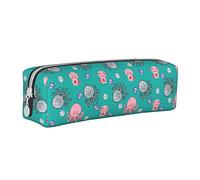 Oudrspo Kawaii Axolotl Animal Pattern Pencil Pouch Round Pen Case Portable Pencil Bag Organizer in pelle con cerniera Cosmetic Pouch Bag