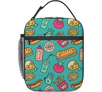 Oudrspo Kawaii Fast Food Lunch Box Riutilizzabile Borsa termica per il pranzo da donna Porta pranzo da uomo Adatto per la scuola dell'ufficio del campeggio