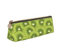 Oudrspo Kiwi Fruit Red Stripe Pattern Pencil Pouch Triangle Pen Case Portable Pencil Bag Organizer in pelle con cerniera Cosmetic Pouch Bag