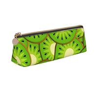 Oudrspo Kiwi Fruit Red Stripe Pattern Pencil Pouch Triangle Pen Case Portable Pencil Bag Organizer in pelle con cerniera Cosmetic Pouch Bag