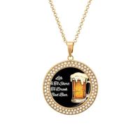 Oudrspo La vita è troppo breve per bere una cattiva birra, collana con ciondolo per donna, collane di diamanti, cerchio