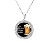 Oudrspo La vita è troppo breve per bere una cattiva birra, collana con ciondolo per donna, collane di diamanti, cerchio