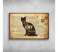 Oudrspo Le regole del gatto - La mia casa, il mio gatto, le mie regole Questa targa in metallo da 12x16 pollici è progettata per la casa, i bar, i garage e come elemento decorativo.